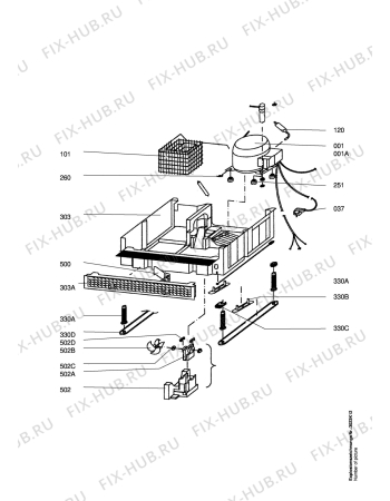 Схема №1 ER1380UGB с изображением Корпусная деталь для холодильника Aeg 2040167005